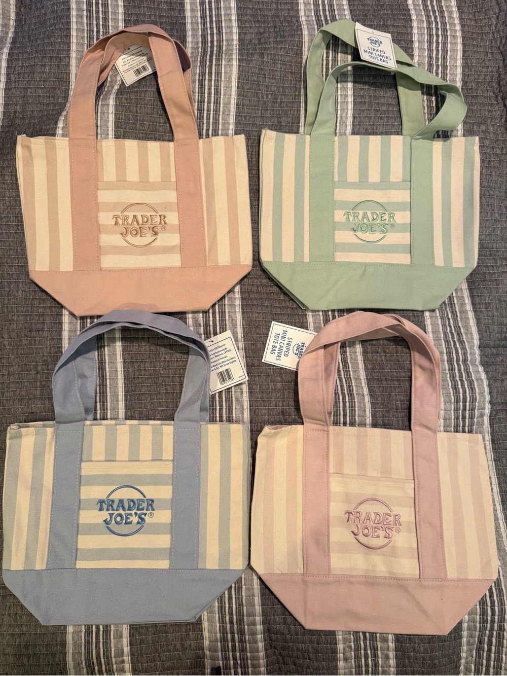 New Trader Joe’s Striped Mini Tote  Bag Bundle *FAST SHIPPING*